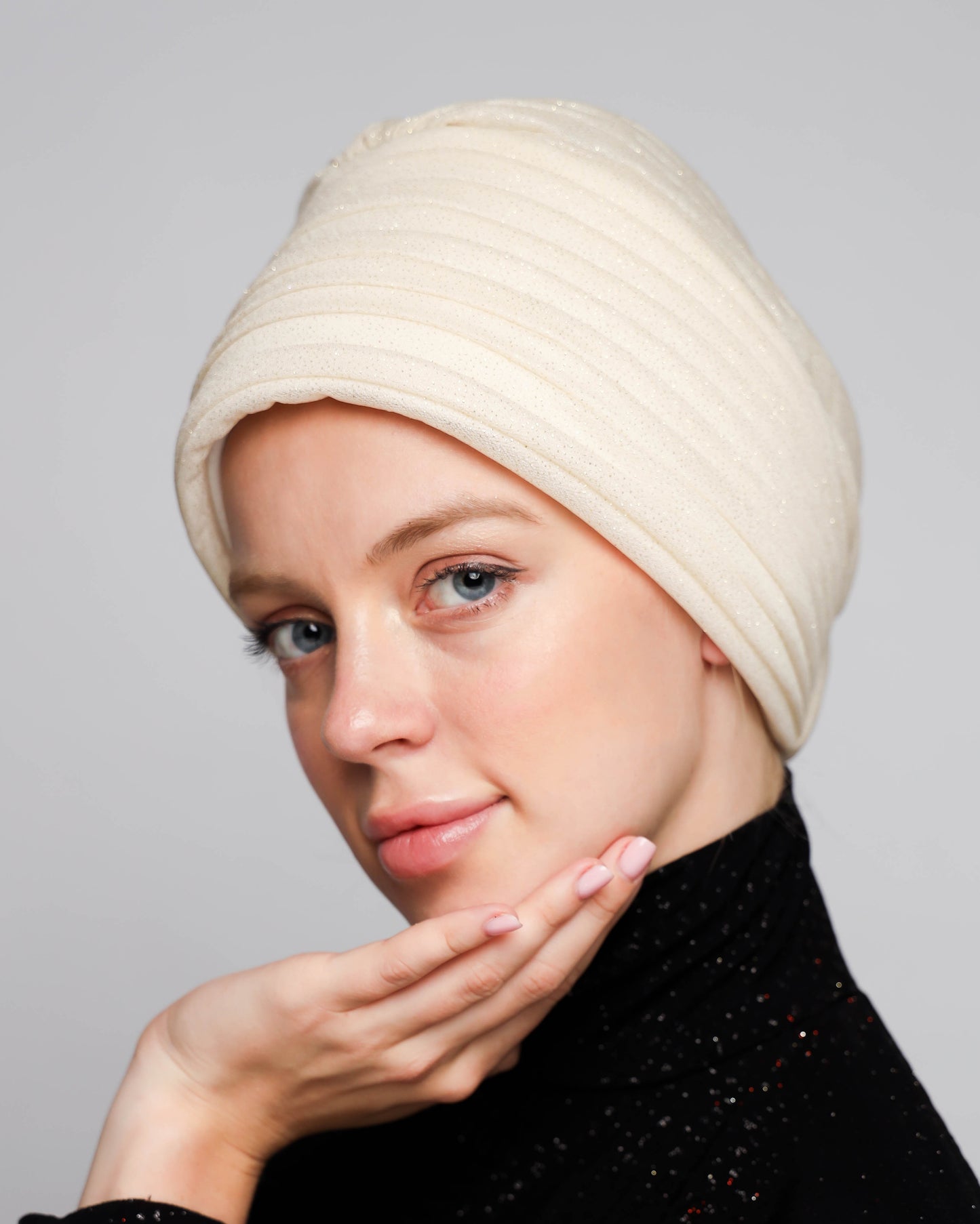 Glittery Pleats Turban