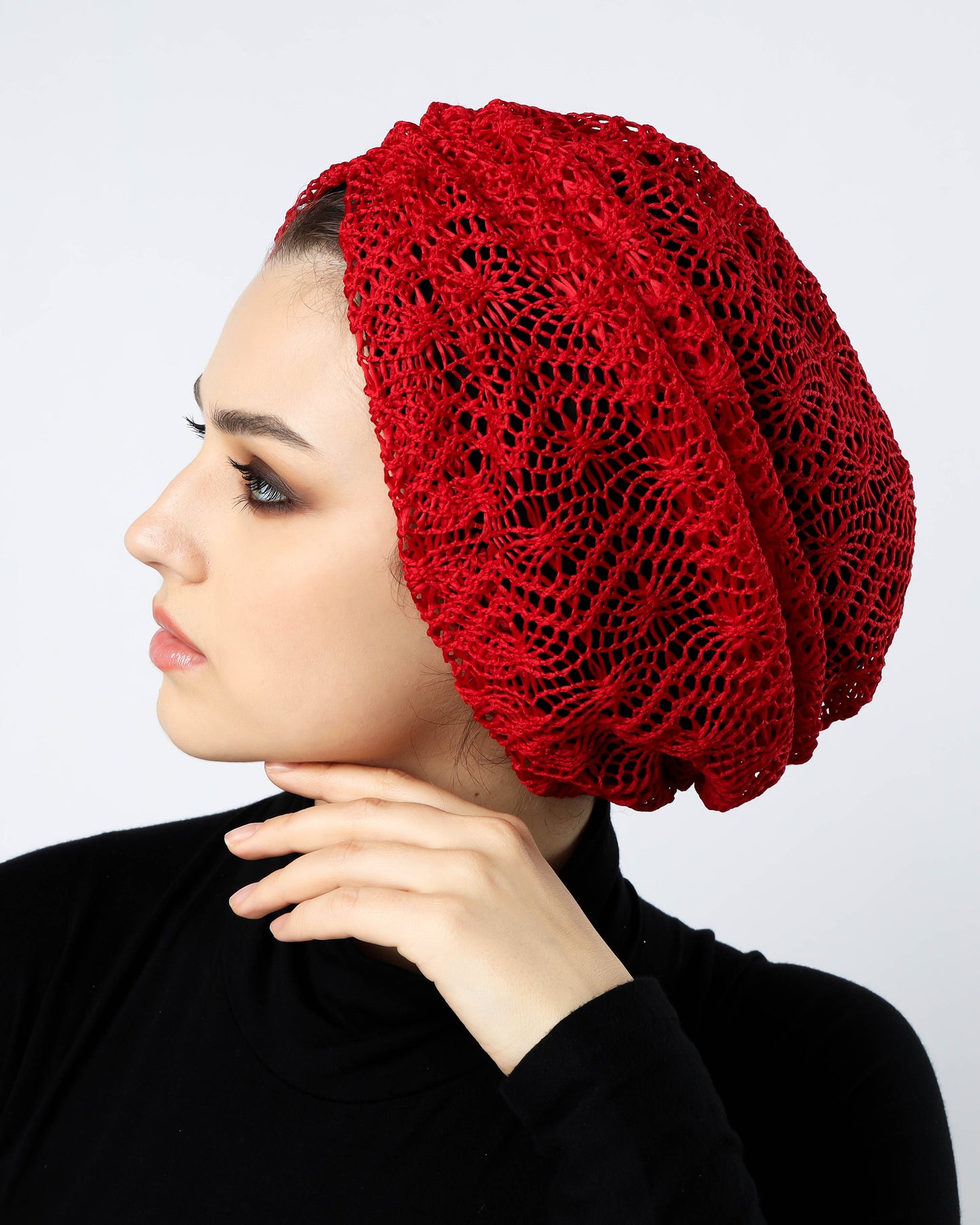 Red knitting Turban