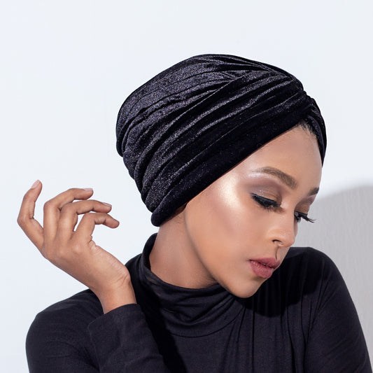 Black velvet turban