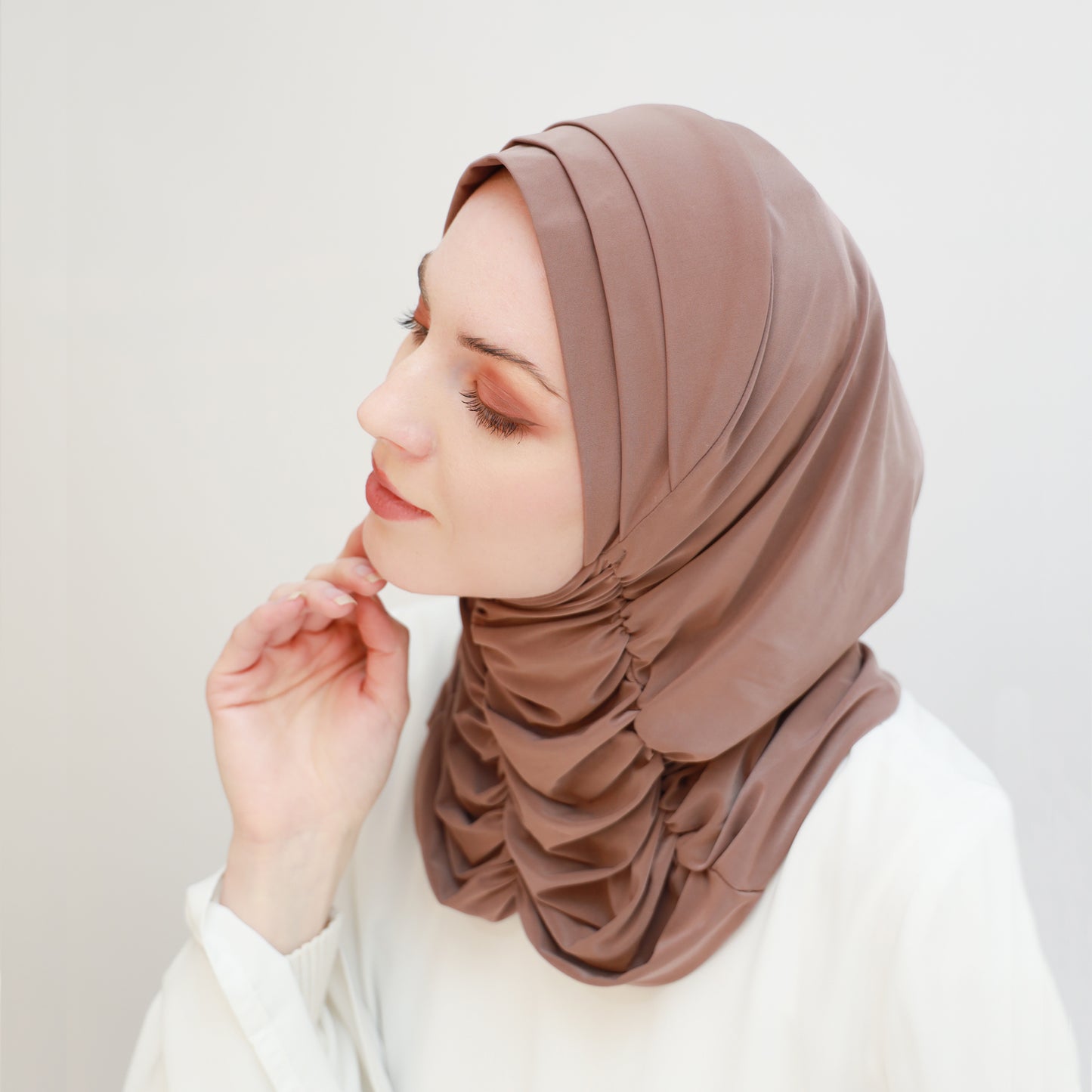 Plain Gathering Ready-made Hijab